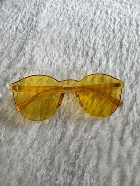 Yellow Acrylic Rimless Sunglasses